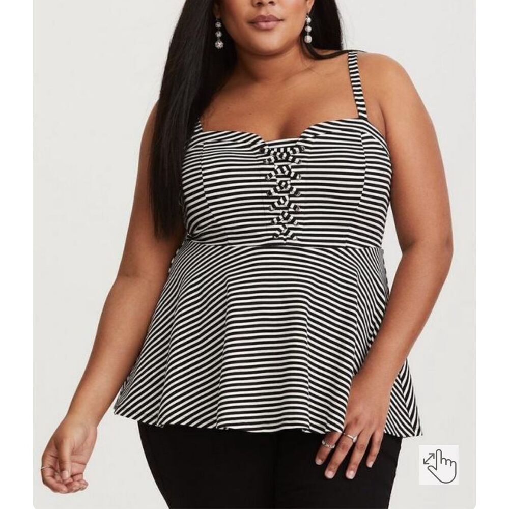 Torrid Black & White Stripe Sweetheart Knit Cami size 2x
